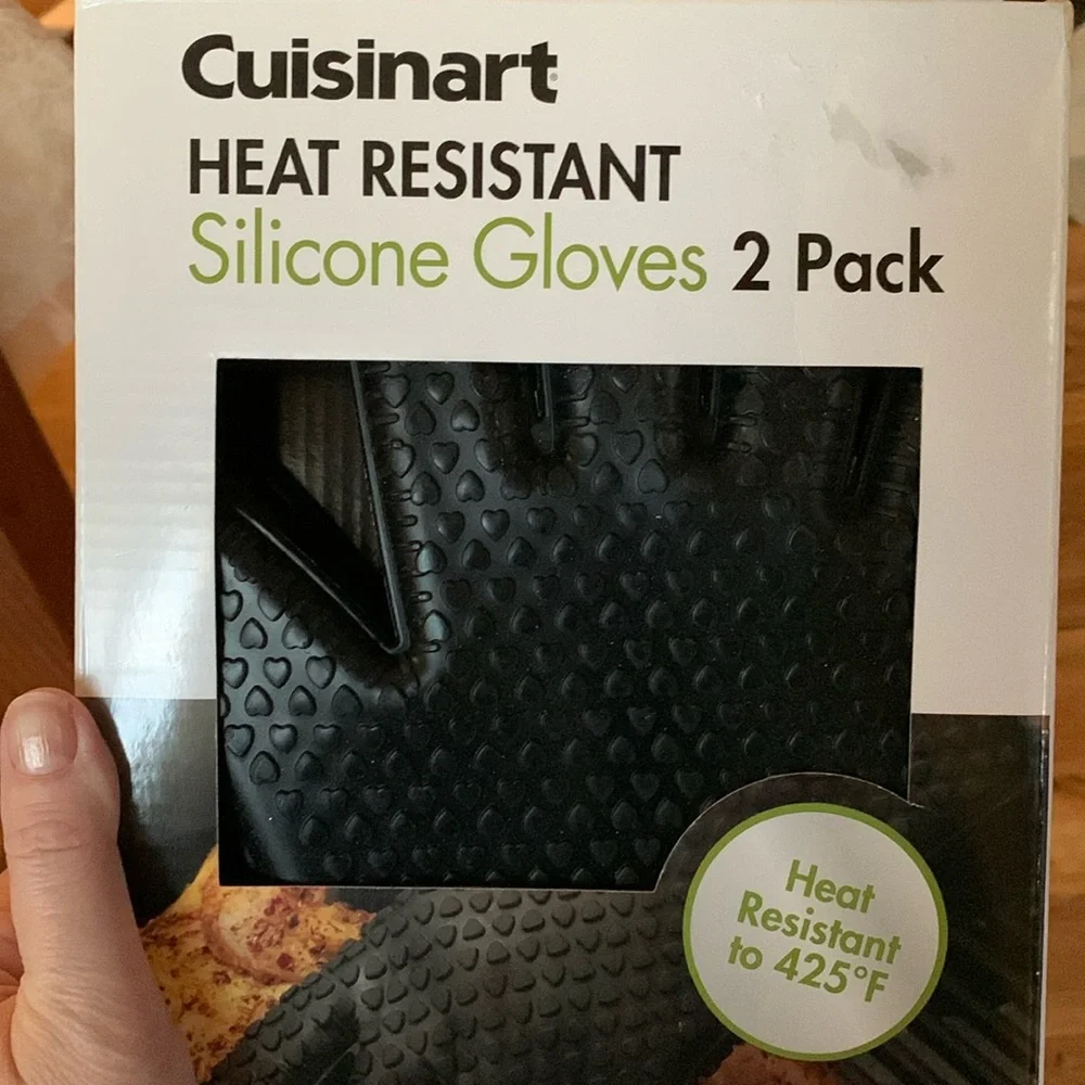 CUISINART NEW Heat Resistant Silicone Grill Gloves 2 Pk No Slip dishwasher safe